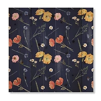 Designart - Orange and Yellow Wild Flowers On Dark Blue
