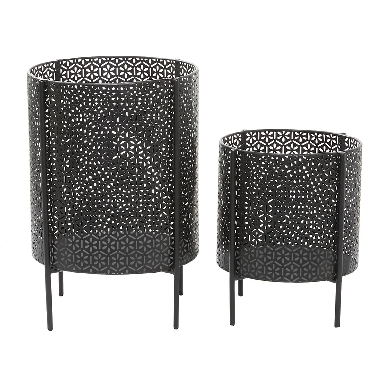 CosmoLiving by Cosmopolitan Black Metal Mesh Planter Set