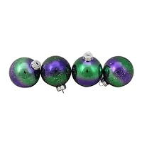 4ct. 3.25" Purple & Green Striped Glass Ball Ornaments