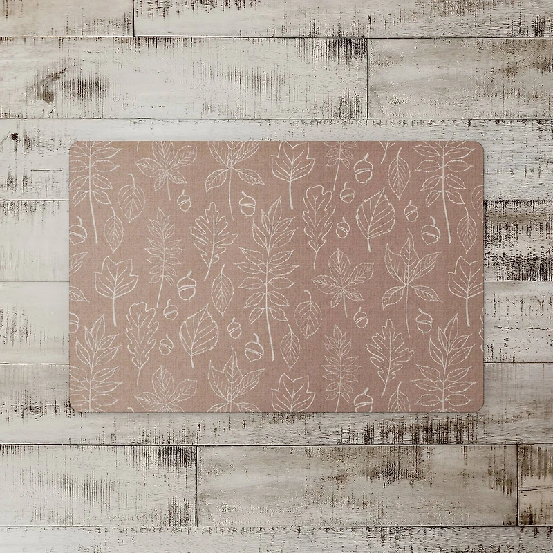 Dusty Rose Leaf Pattern Floor Mat
