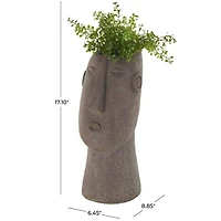 17" Textured Brown Woman Head Planter