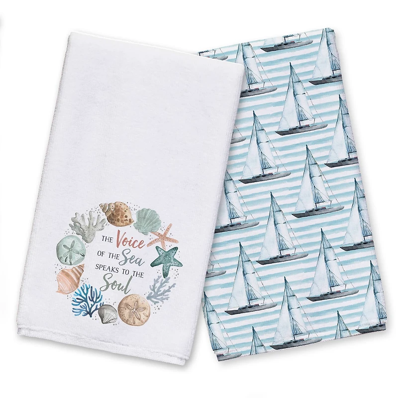 Voice Of The Sea Wreath Tea Towel Set