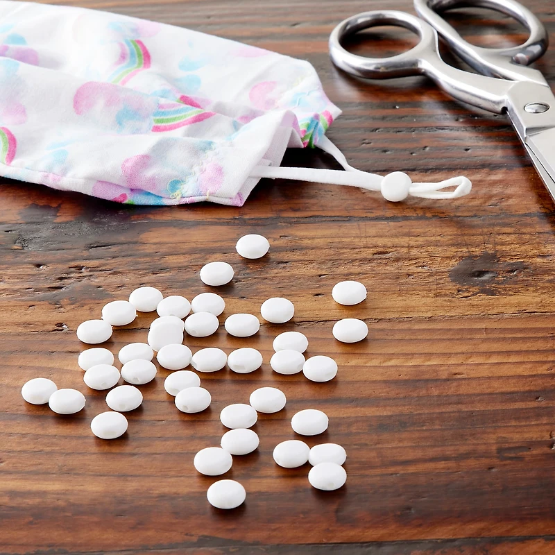 Fablastic™ White Silicone Cord Locks, 10mm