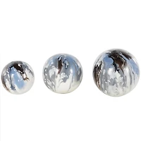 Blue, Brown & Cream Metal Abstract Swirl Orbs & Vase Filler Set