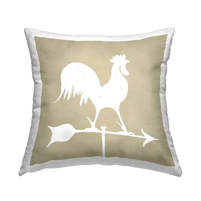 Stupell Industries Country Hen Rooster Weathervane Compass Silhouette Throw Pillow, 18" x 18"