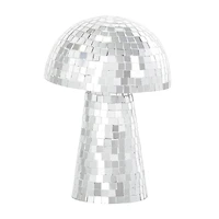 Silver Handmade Glass Mosaic Mushroom Mirror Sculpture Set