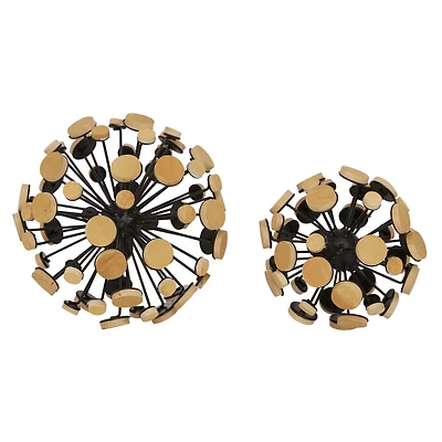 Brown Metal Abstract Decorative Orb Set