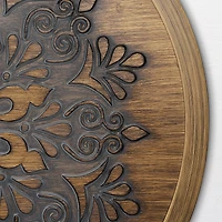 American Art Decor™ 17" Brown and Boho Rustic Farmhouse Wood Framed Wall Medallion