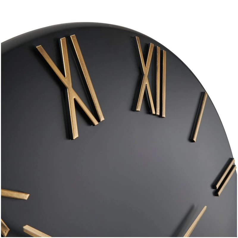 31" Modern Black & Gold Metal Wall Clock