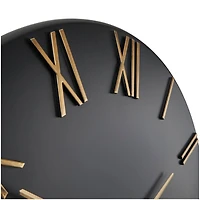 31" Modern Black & Gold Metal Wall Clock