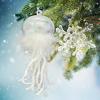 8.25" White Jellyfish Glass Ornament by Ashland®