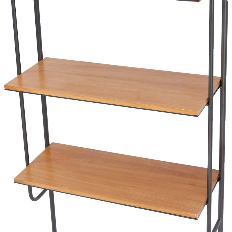 Brown Iron Industrial Wall Shelf, 71" x 23" x 12"