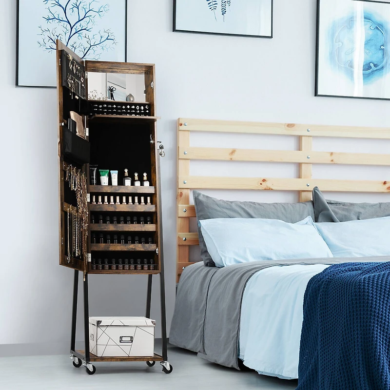 NEX™ 5ft. Burnt Wood Brown Jewelry Armoire on Casters