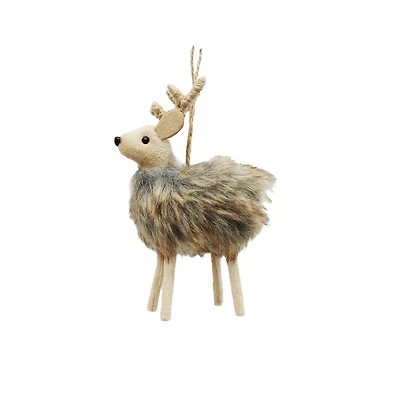 6" Brown Faux Fur Reindeer Ornament by Ashland®