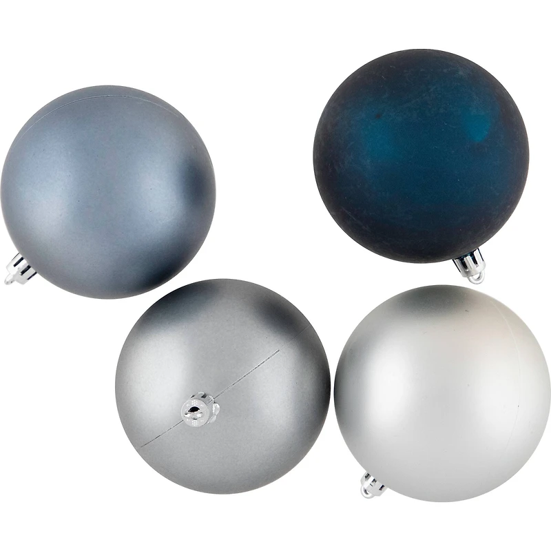 Shatterproof 2-Finish Christmas Ball Ornaments - 3.25" (80mm) - Blue and Silver - 32ct