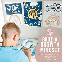 Hadley Designs 11" x 14" Boho Rainbow Growth Mindset Classroom Décor Posters Set