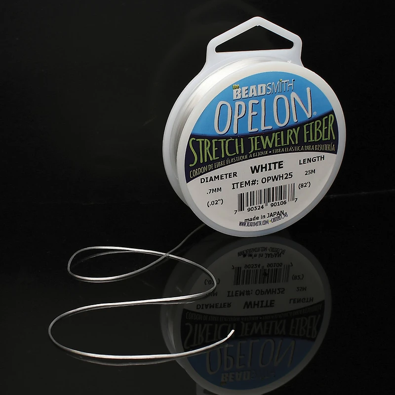 The Beadsmith® Opelon® 0.7mm White Stretch Jewelry Fiber