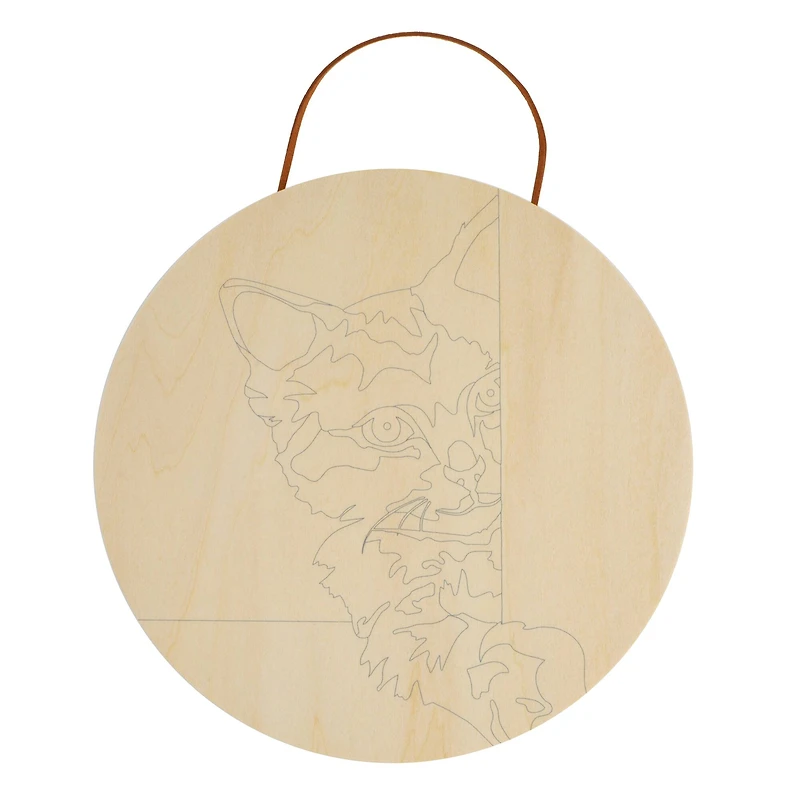 Cat Paint-by-Number Round Plywood Surface Kit by Artist's Loft®