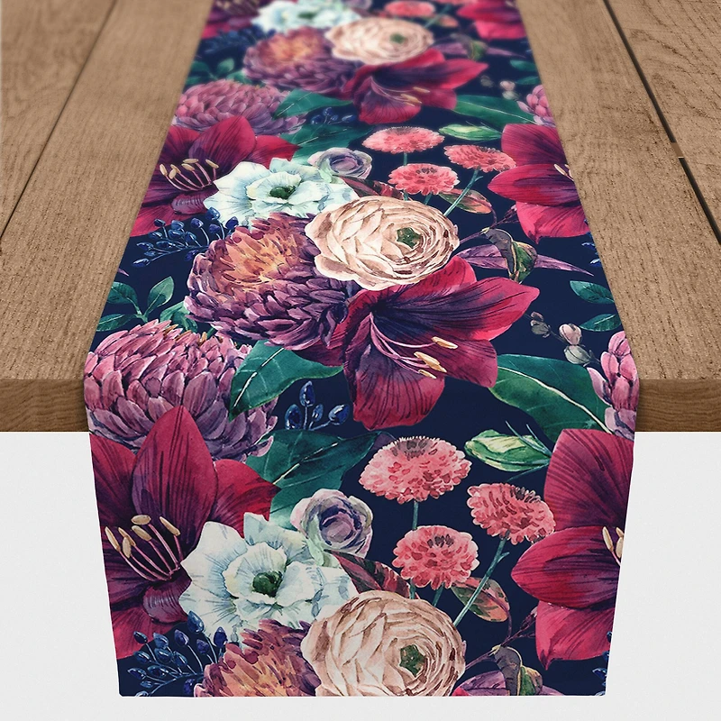 Pink & Red Floral Outdoor Table Runner