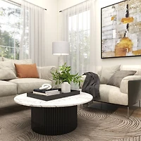 7" White Marble Geometric 2-Link Chain Sculpture