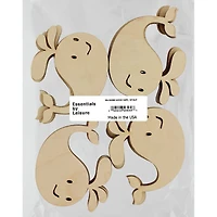 Essentials by Leisure Arts 24 Pack 3.56" x 2.81" Whale Flat Wood Shape