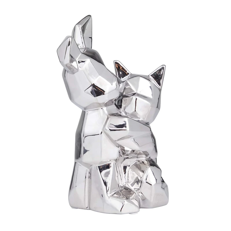 CosmoLiving by Cosmopolitan Silver Porcelain Contemporary Sculpture, 12" x 8" x 5"