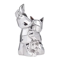 CosmoLiving by Cosmopolitan Silver Porcelain Contemporary Sculpture, 12" x 8" x 5"
