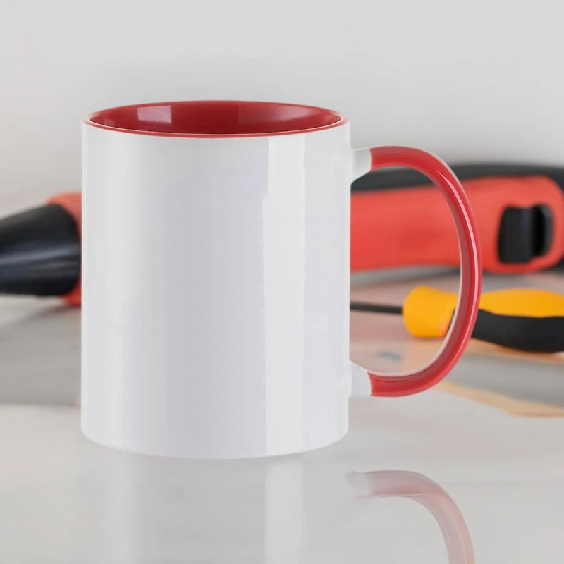 Craft Express 11oz. Sublimation Red Handle Mugs, 6ct.