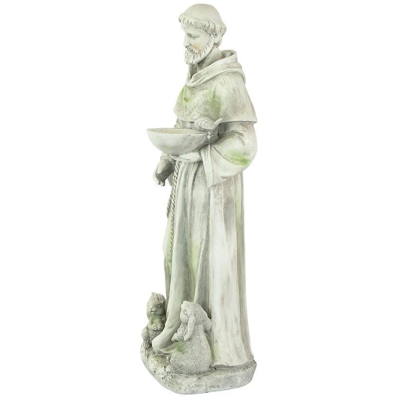 23.5" Religious St. Francis of Assisi Bird Feeder Outdoor Garden Statue