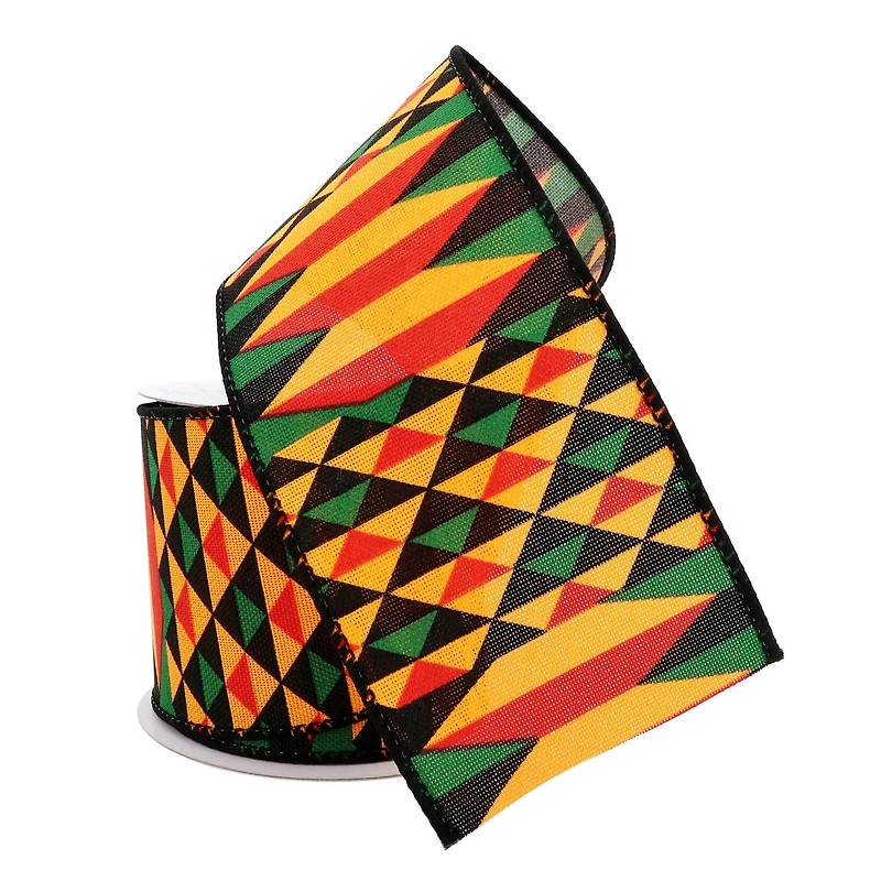 2.5" x 3yd. Faux Linen Wired Geometric Ribbon by Celebrate It™