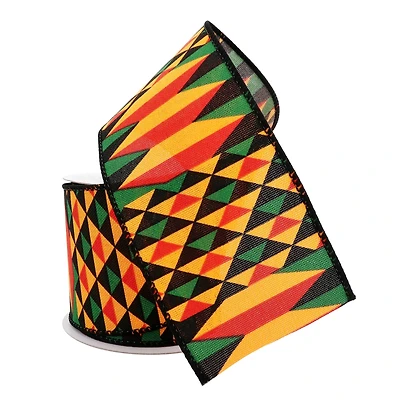 2.5" x 3yd. Faux Linen Wired Geometric Ribbon by Celebrate It™