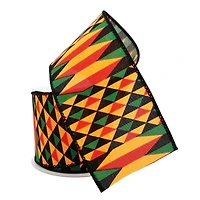 2.5" x 3yd. Faux Linen Wired Geometric Ribbon by Celebrate It™