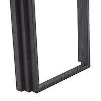 55" Black Metal Layered Arch Living Room Console Table with Brown Tabletop