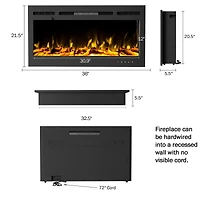 Hastings Home 36" Black Electric Fireplace