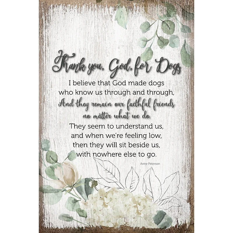 Thank You God For Dogs Inspirational Wood Plaque