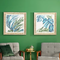 Set of 2 Blue Sea Grass Eclectic Botanical Wall Decor, 29" x 29"