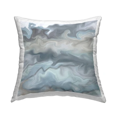 Stupell Industries Soothing Abstract Swirled Blue Beige Illustration Design  Throw Pillow 18" x 18"