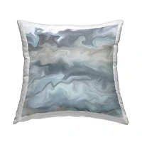 Stupell Industries Soothing Abstract Swirled Blue Beige Illustration Design  Throw Pillow 18" x 18"