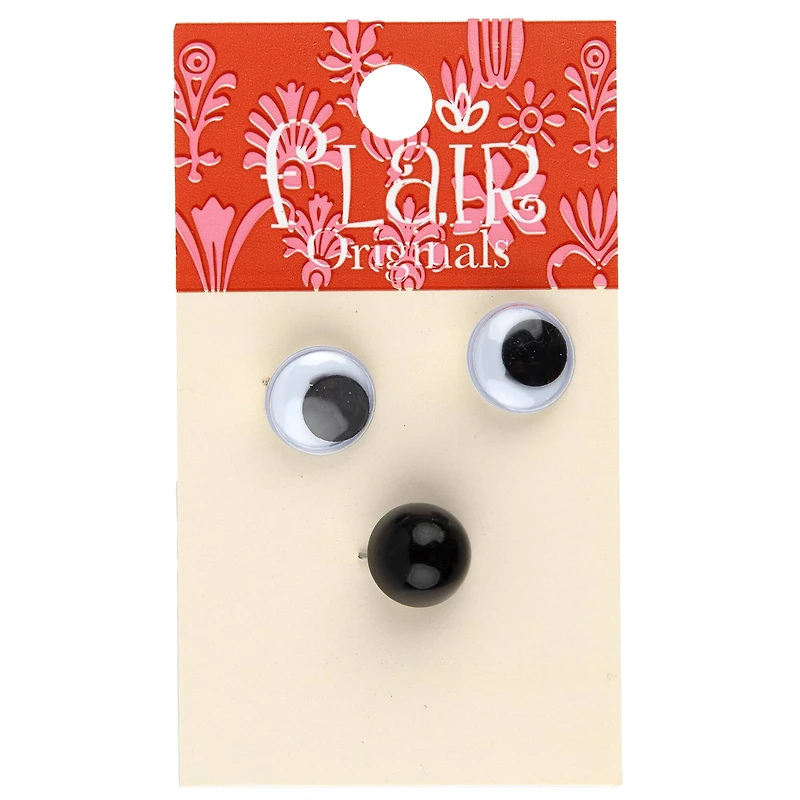 Flair Originals 1/2" Eyes & Nose Shank Buttons, 3ct.