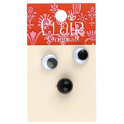 Flair Originals 1/2" Eyes & Nose Shank Buttons, 3ct.