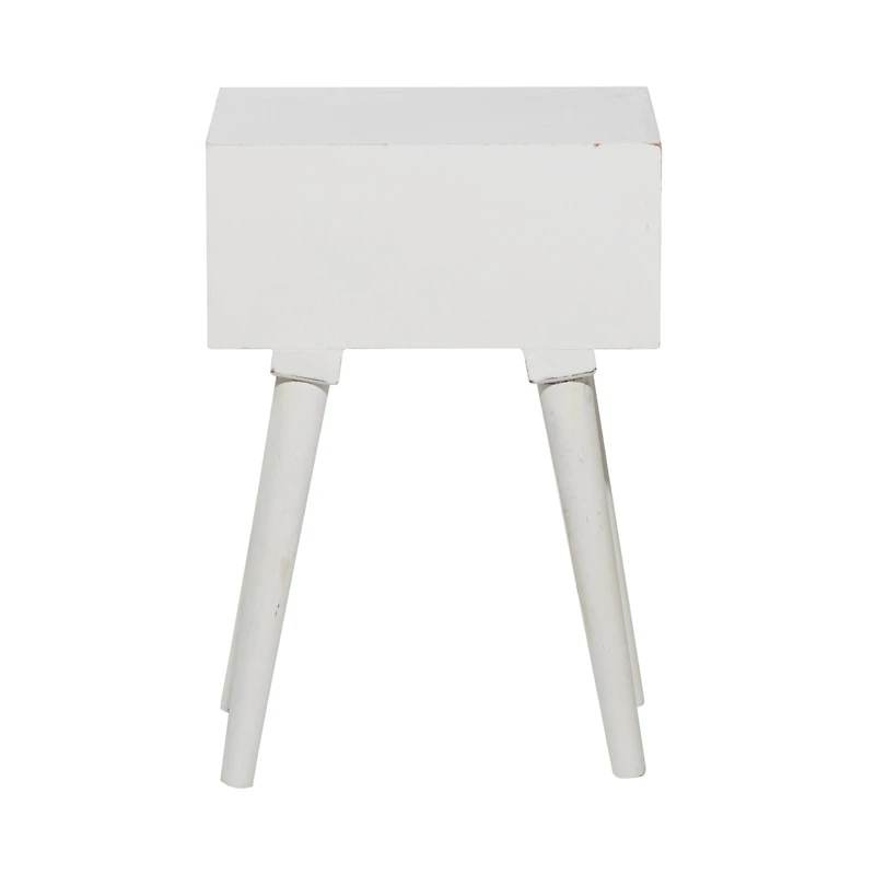 24" White Farmhouse Mango Wood Accent Table