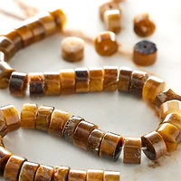 12 Pack: Yellow Tiger's Eye Round Heishi Beads by Bead Landing™, 6mm