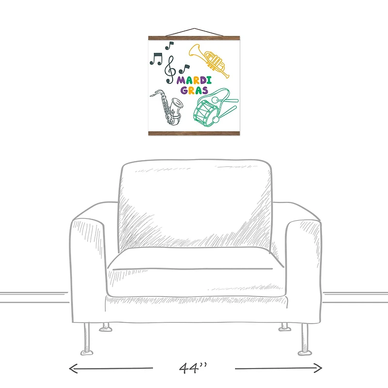 Mardi Gras Music Teak Hanging Canvas