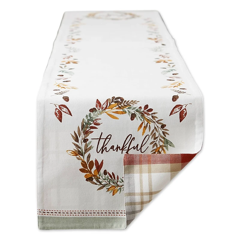 DII® 72" Thanksgiving Thankful Autumn, Fall Leaves, Reversible Table Runner