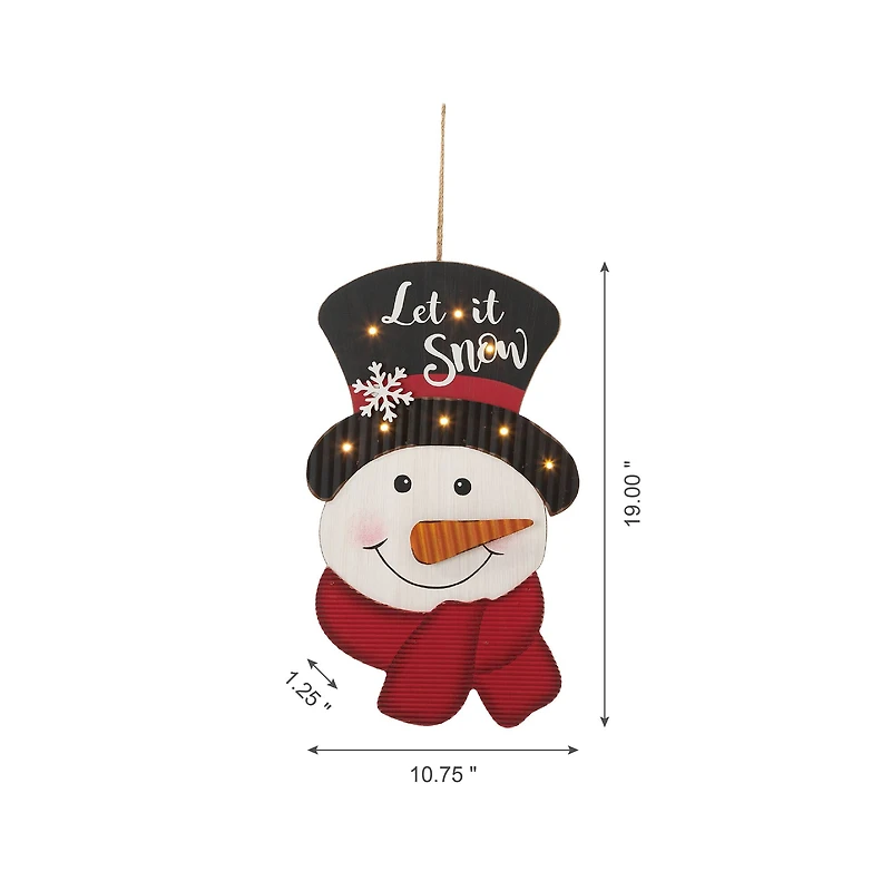 Glitzhome® 19" Lighted Snowman Wall Décor
