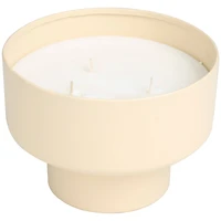 White Wax Sweet Bamboo Scented Candle with Elevated Matte Tan Container