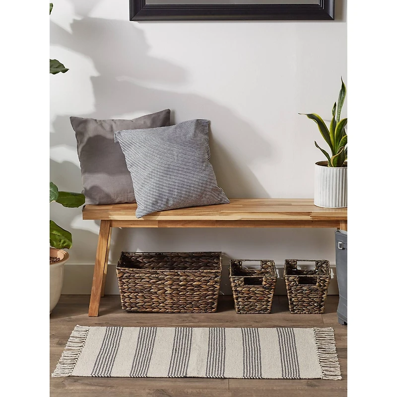 DII® Gray Ticking Stripe Hand-Loomed Rug, 2ft. x 3ft.