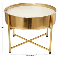 12" White Jasmine Scented 5-Wick Candle with Gold Container and Stand