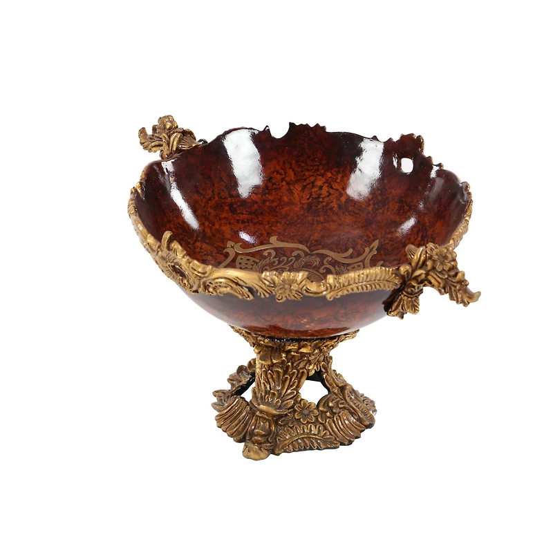 19" Gold Resin Traditional Décor Bowl