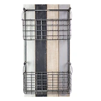 24" Two-Pocket Rustic Metal Wired Wall Basket & Wall Organizer